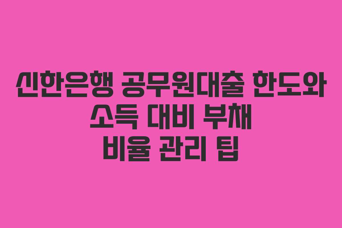 신한은행-공무원대출-한도와-소득-대비-부채-비율-관리-팁